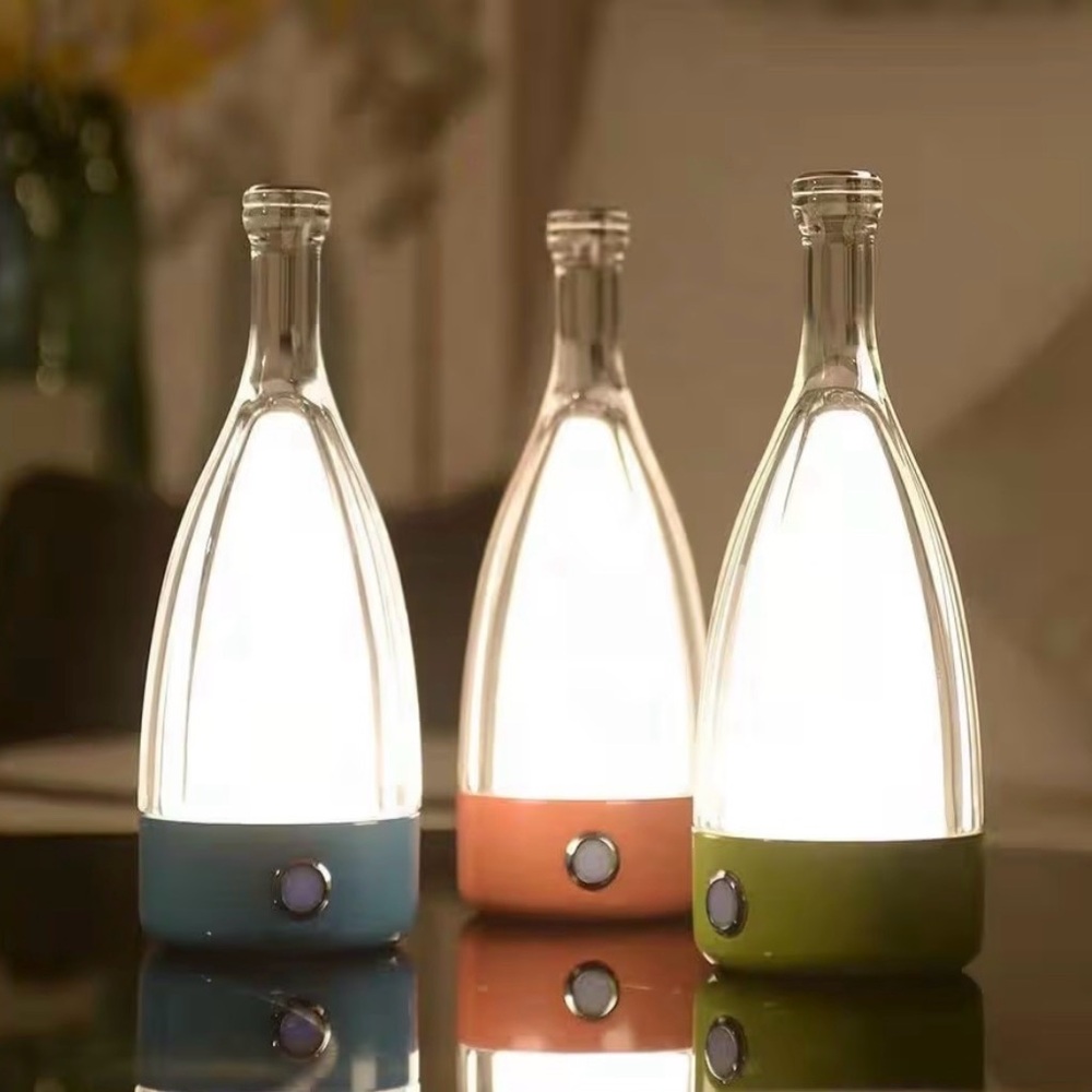 Elegant Modern Table Lamp, Portable Wireless Bottle LED Light Green New